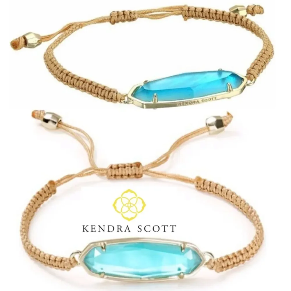 NWOT Kendra Scott Lyla Woven Gold Friendship Bracelet in London Blue